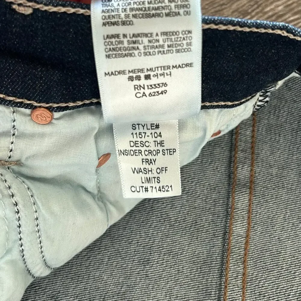 MOTHER‎ Insider Crop Step Fray Bootcut Jeans Off Limits Dark Wash 26 - Picture 15 of 16